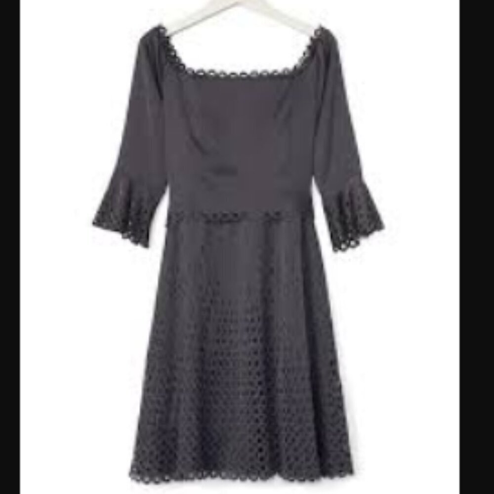 Banana Republic Limited Edition Off Shoulder Eyelet Dress Mink Grey - Picture 2 of 15